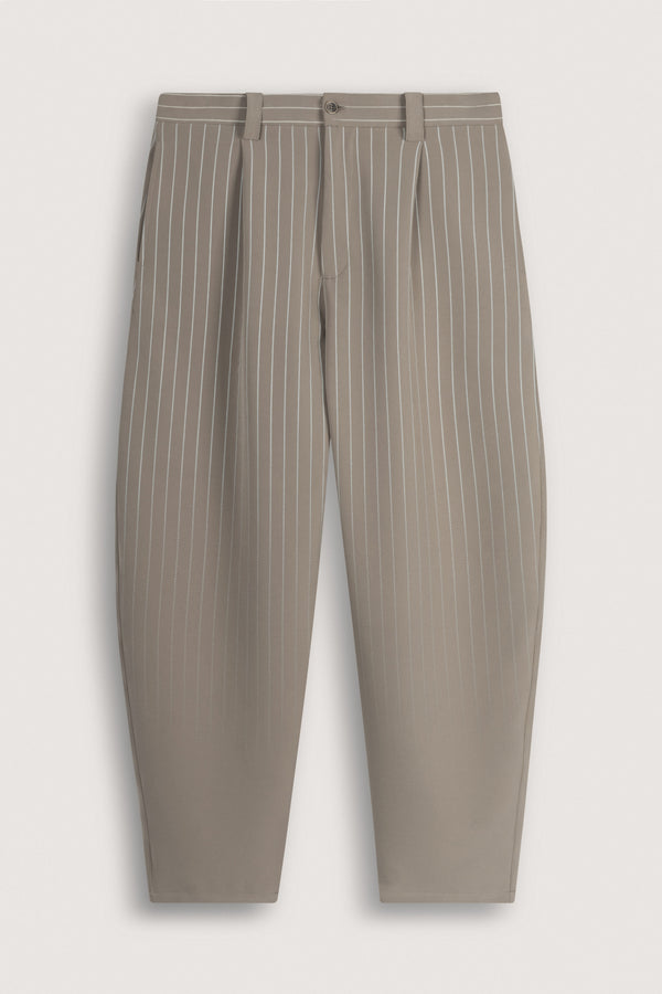 Beige Faded Stripe Balloon Fit Pants