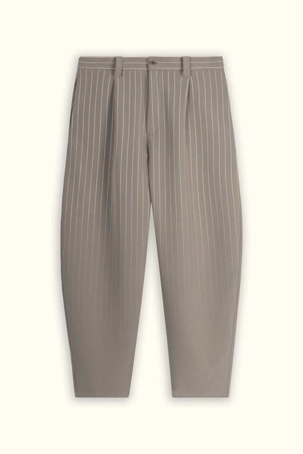 Beige Faded Stripe Balloon Fit Pants