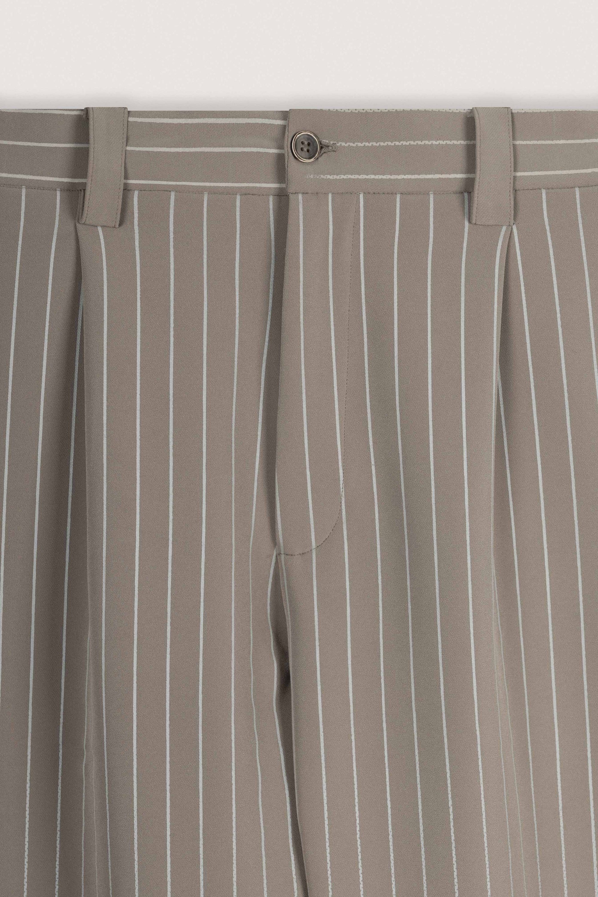 Beige Faded Stripe Balloon Fit Pants