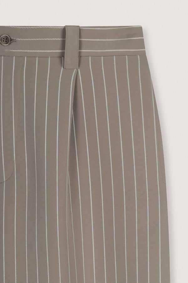 Beige Faded Stripe Balloon Fit Pants