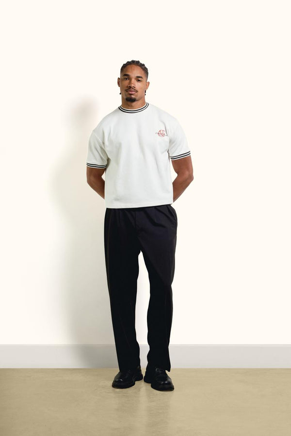 White Contrast Collar Boxy T-Shirt