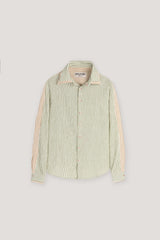 Dark Green Double Collar Striped Shirt